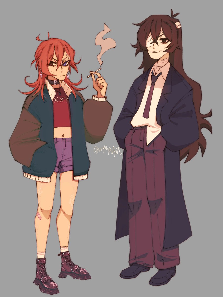 some more femskk
I like that everytime i draw chuuya they're wearing a different outfit but dazai's almost always wearing the same thing
#BungouStrayDogs #soukoku #femsoukoku