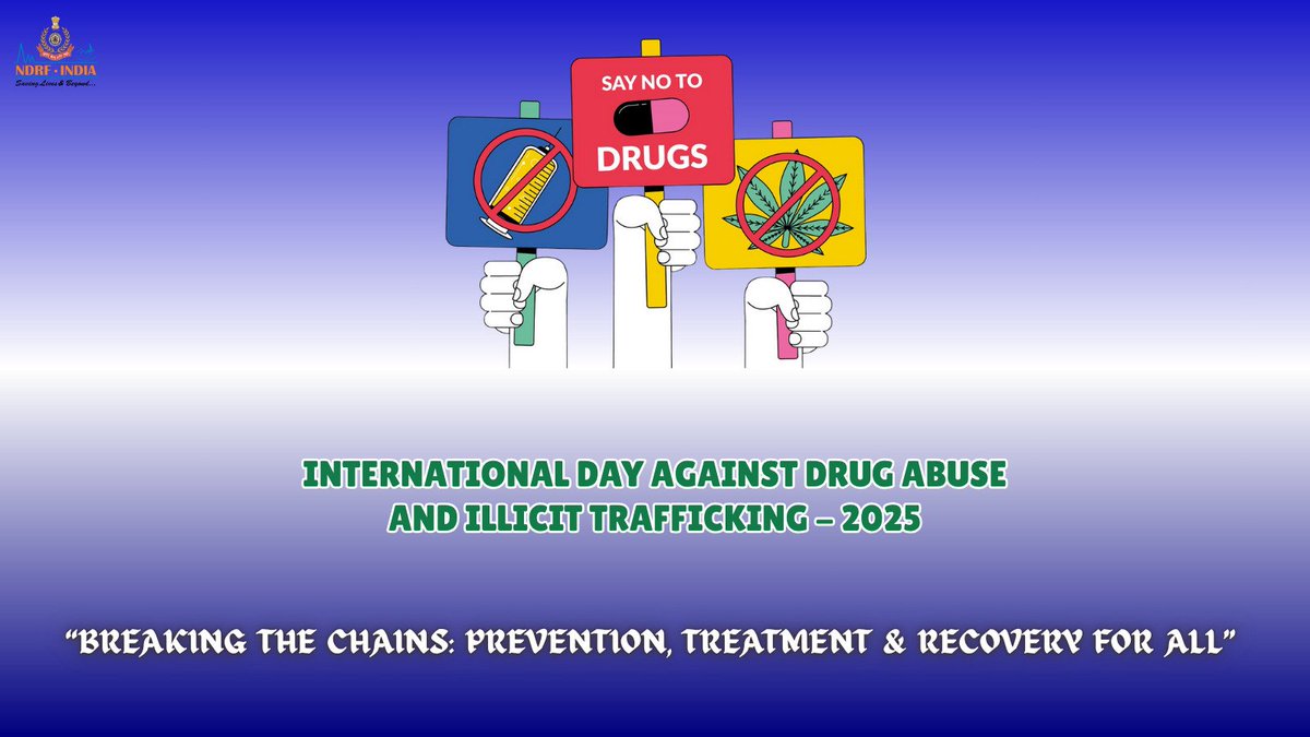 NDRFHQ's tweet image. On International Day against Drug Abuse and Illicit Trafficking, #NDRF stands united with the world to #BreakTheChains of drug abuse.

“Breaking the Chains: Prevention, Treatment &amp;amp; Recovery for All” 

Together, we build a safer, healthier future.