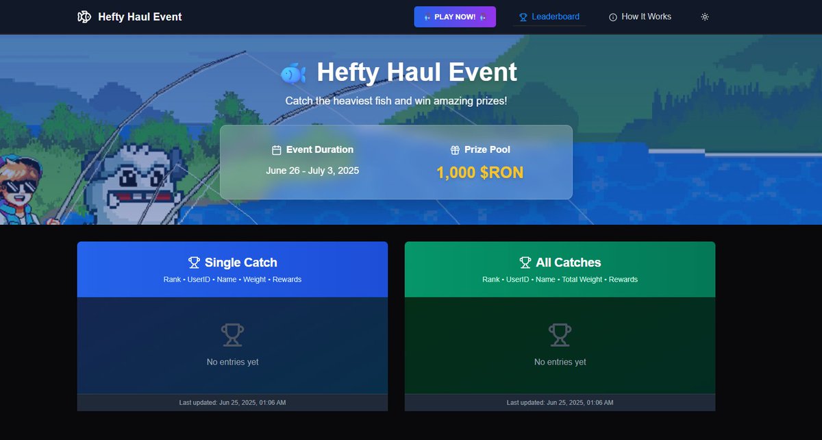 💙VELITA💙 (@velita_olagg) on Twitter photo I know everyone is focused on Lumiterra,
👀 but have you noticed that <a href="/FishingFrenzyCo/">Fishing Frenzy</a> just launched a website for a new event?
🫢 It’s not enough for them to have it in-game, now you can access it through a website too.
1k $RON up for grabs and they keep surprising us! I know everyone is focused on Lumiterra,
👀 but have you noticed that <a href="/FishingFrenzyCo/">Fishing Frenzy</a> just launched a website for a new event?
🫢 It’s not enough for them to have it in-game, now you can access it through a website too.
1k $RON up for grabs and they keep surprising us!