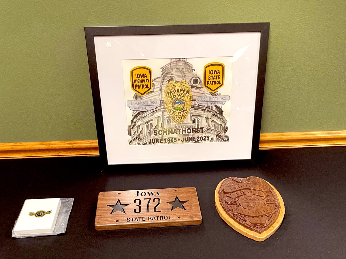 Trooper Denny Schnathorst #372 officially called 10-42 (ending tour of duty) for the last time this week, after 32 years of service with the Iowa State Patrol! 

Congratulations Denny! Thank you for your service and dedication to District 7! 💪