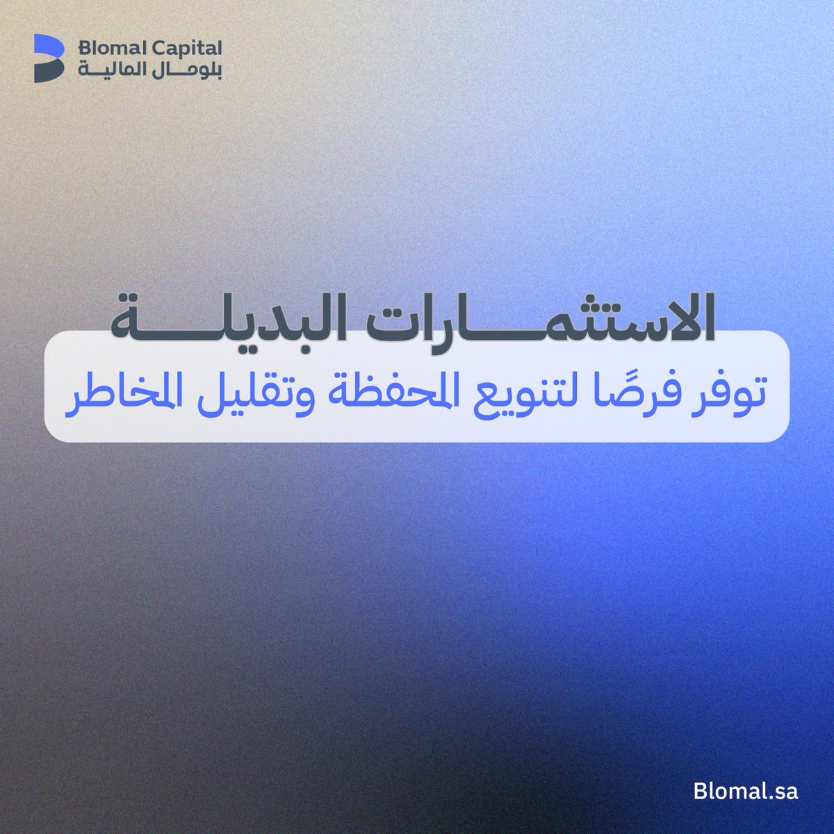 ليش المستثمرين يتجهون للاستثمارات البديلة؟ 
📉 تقليل التقلبات مقارنة بالأسهم
📈 عوائد طويلة الأجل
🛡️ تنويع المحفظة وتقليل المخاطر.
#Blomal