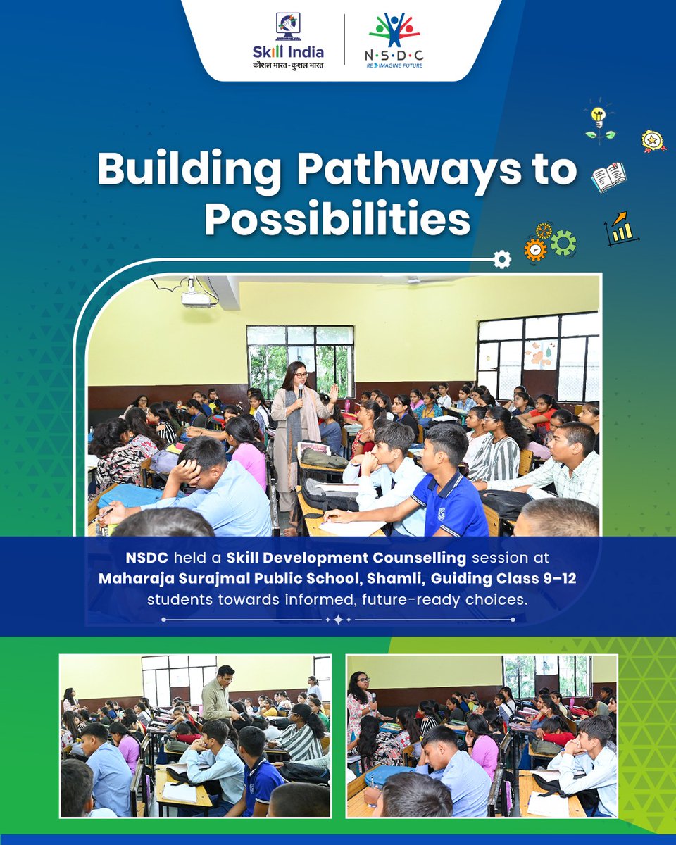 NSDC visited Maharaja Surajmal Public School in Shamli, Uttar Pradesh, during their Talent Development Camp.

The session engaged students from Grades 9 to 12, highlighting the growing importance of skill development in today’s evolving job landscape. NSDC officials introduced