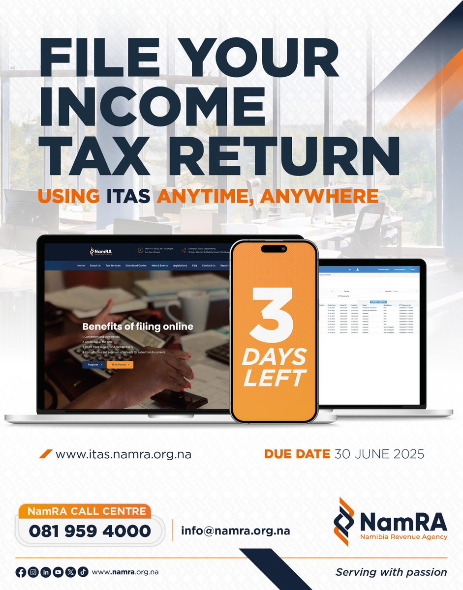 🚨 Only 3 Days Left!

Don't forget to submit your Income Tax Returns for Salaried Individuals and Pensioners for FY 2024/5 before the deadline.