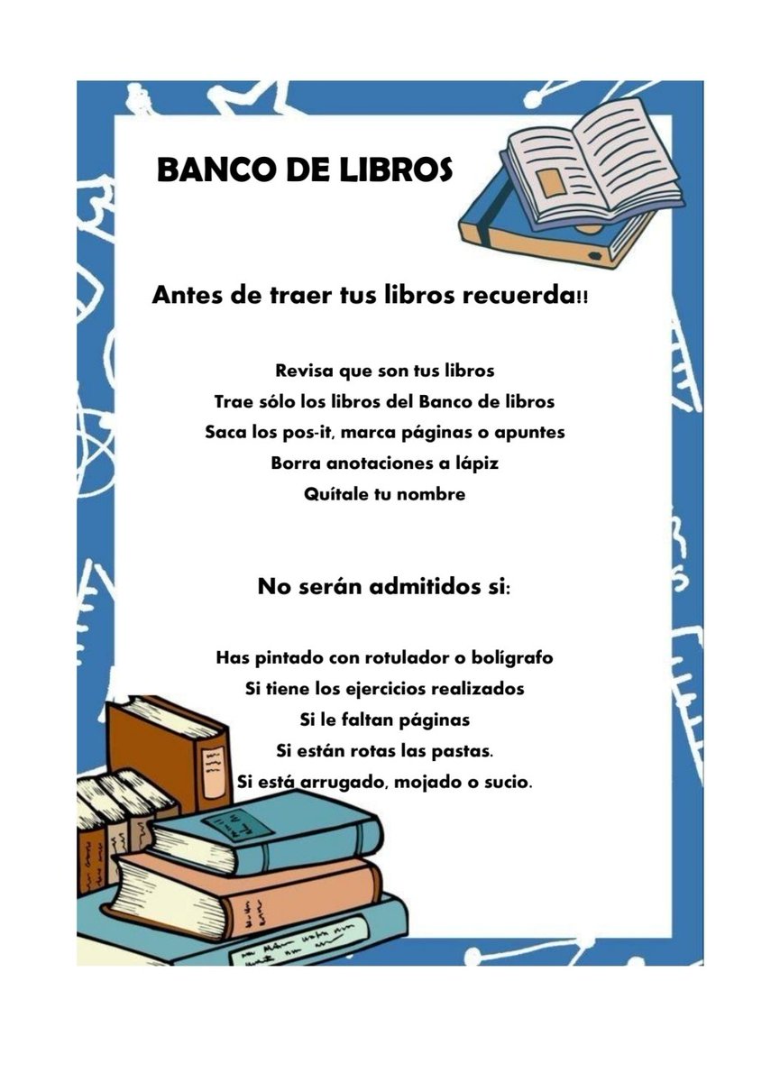 Recordad: el plazo de libros finaliza mañana a las 13:30h, para ESO.

#iesanamariamatute
#cabanillasdelcampo