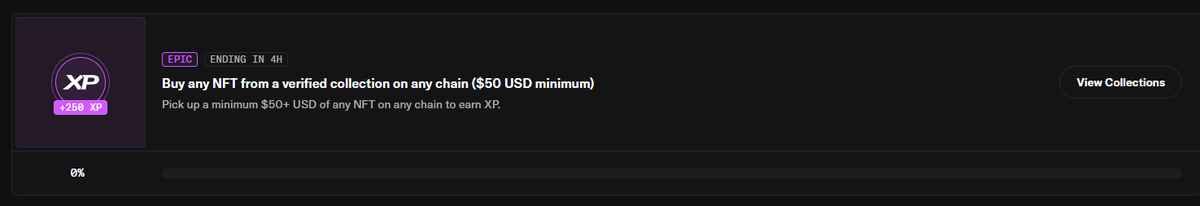 550XP on <a href="/opensea/">OpenSea</a> <a href="/openseapro/">OpenSea Pro</a> for under $1
An easy way to earn XP by making just a couple of purchases
Cost: less than $1
Just buy NFTs on the <a href="/AbstractChain/">Abstract</a> network for more than $50, and you’ll automatically complete all the other tasks — super easy XP.
What to do?
Go here: