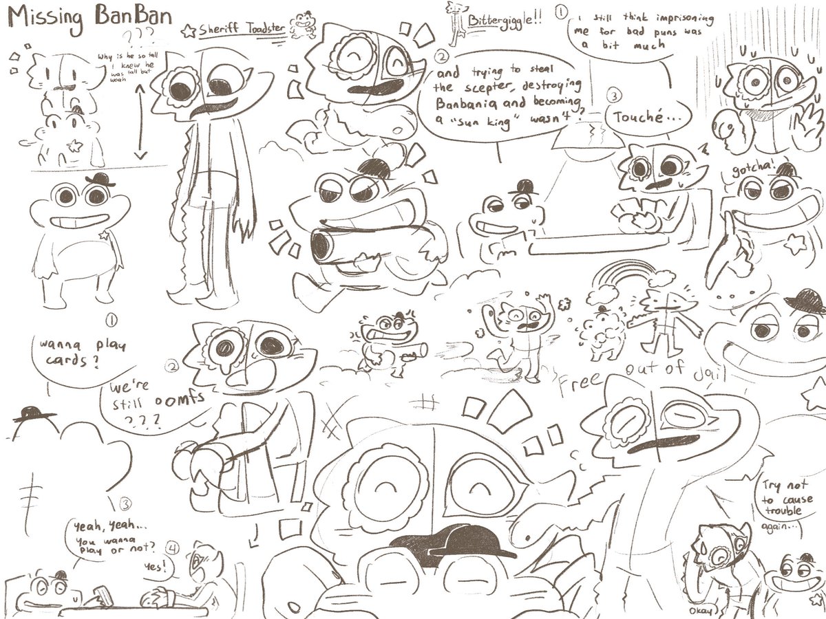 Stabberoniz's tweet photo. 🟪🟩/🟫🐸
Missing Banban was fun i think him being arrested for bad puns is so sad / funny
#gartenofbanban #gartenofbanbanfanart #missingbanban https://t.co/Hj2b0e8V5R