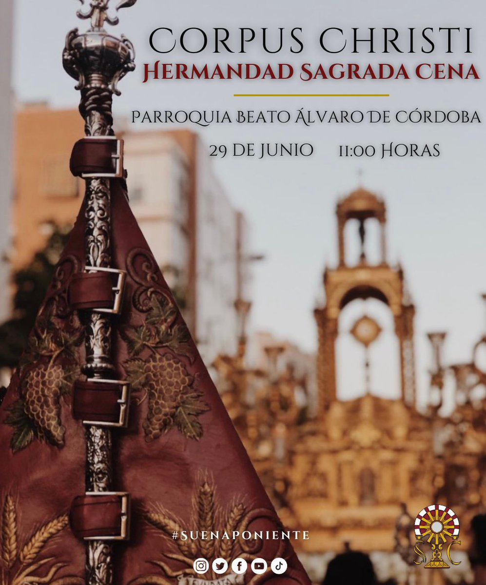 🔴 𝐂𝐎𝐑𝐏𝐔𝐒 𝐂𝐇𝐑𝐈𝐒𝐓𝐈 🔴

Este domingo 29 de junio, acompañaremos musicalmente al Corpus Christi de nuestra Hermandad a las 11:00.

#ꜱᴜᴇɴᴀᴘᴏɴɪᴇɴᴛᴇ