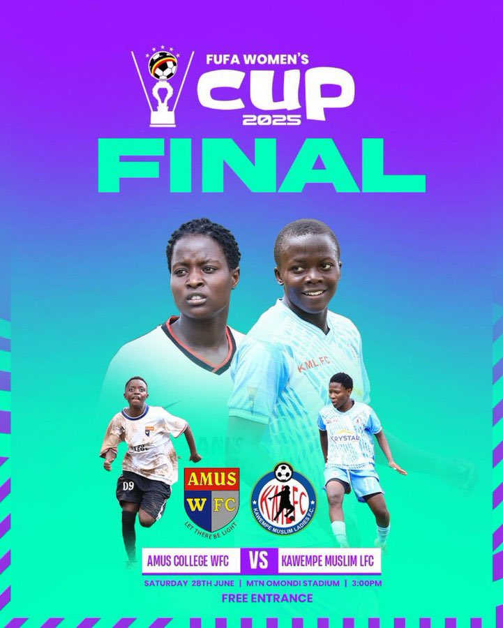 FUFARadio's tweet photo. 🔥 The stage is set for the FUFA Women’s Cup 2025 Final!
🎙️ All eyes on Amus College WFC vs Kawempe Muslim LFC – this Saturday at 📍 MTN Omondi Stadium!
💬 Let’s talk lineups, history & predictions today on the #CompetitionsDesk – Who’s lifting the trophy? 🏆
#TheFootballRadio https://t.co/bAHyOrInpJ
