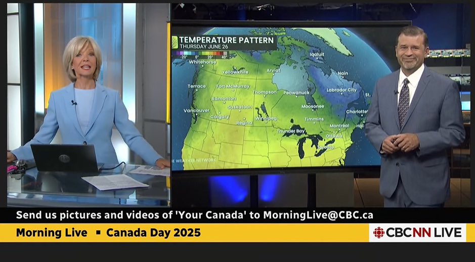 Anwar Knight (@anwarknight) on Twitter photo Always a pleasure to join <a href="/cbchh/">Heather Hiscox</a> on <a href="/CBCMorningLive/">CBC Morning Live</a> I’m tracking some much needed rain for #Ontario and severe storms for parts of the Prairies. Hope you can join us this morning.
#LiveTV #Mornings Always a pleasure to join <a href="/cbchh/">Heather Hiscox</a> on <a href="/CBCMorningLive/">CBC Morning Live</a> I’m tracking some much needed rain for #Ontario and severe storms for parts of the Prairies. Hope you can join us this morning.
#LiveTV #Mornings