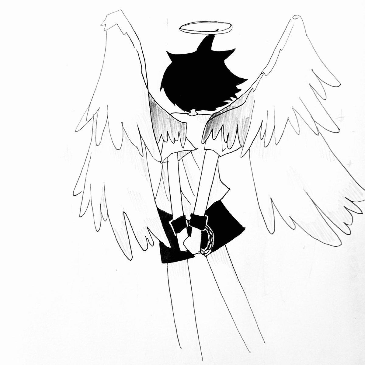 天使ちゃんシリーズ
 #黒目黒髪男子 #アナログイラスト