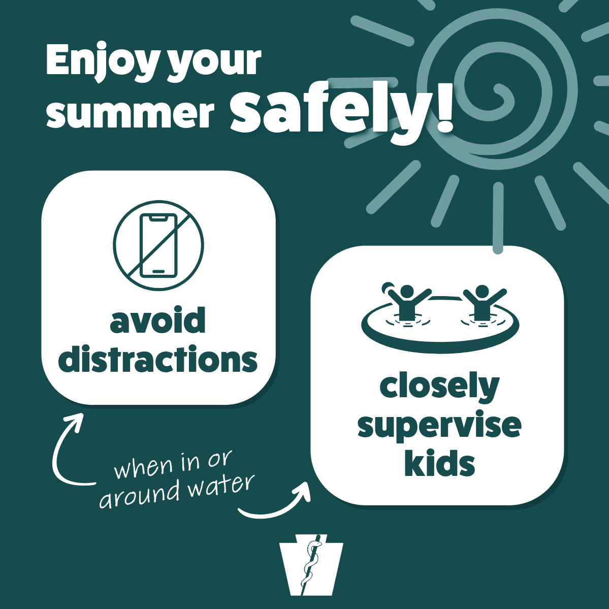 Taking the kids to the pool? Remove ALL distractions + closely supervisor children when in or around water! #SummerSafety