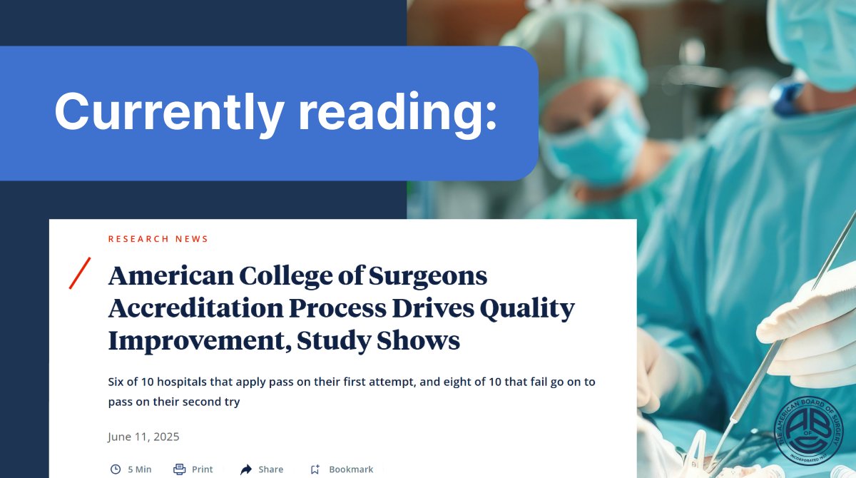 American Board of Surgery (@ambdsurg) on Twitter photo In a recent study analyzing quality accreditation programs of the <a href="/AmCollSurgeons/">American College of Surgeons</a>, the authors found that the accreditation process often helps hospitals improve the care they provide. Read more: ow.ly/iKxu50Wf9OX In a recent study analyzing quality accreditation programs of the <a href="/AmCollSurgeons/">American College of Surgeons</a>, the authors found that the accreditation process often helps hospitals improve the care they provide. Read more: ow.ly/iKxu50Wf9OX