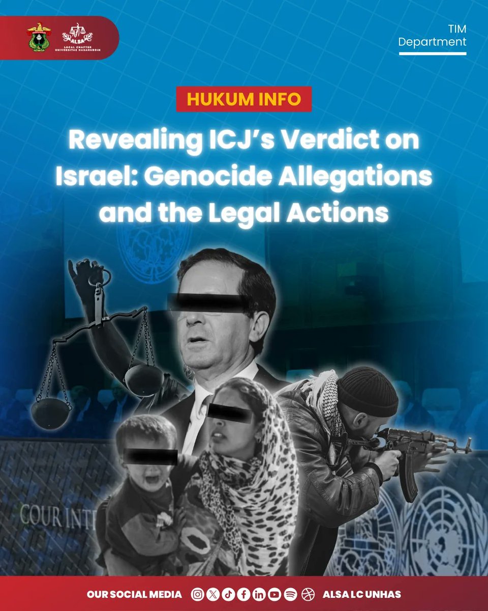 Warmest Greetings, ALSAians!

ALSA LC Unhas delightfully presents Hukum Info with the title "Revealing ICJ's Verdict on Israel: Genocide Allegations and the Legal Actions"

Read more on Instagram! <a href="/alsalcunhas/">ALSA LC Unhas</a>