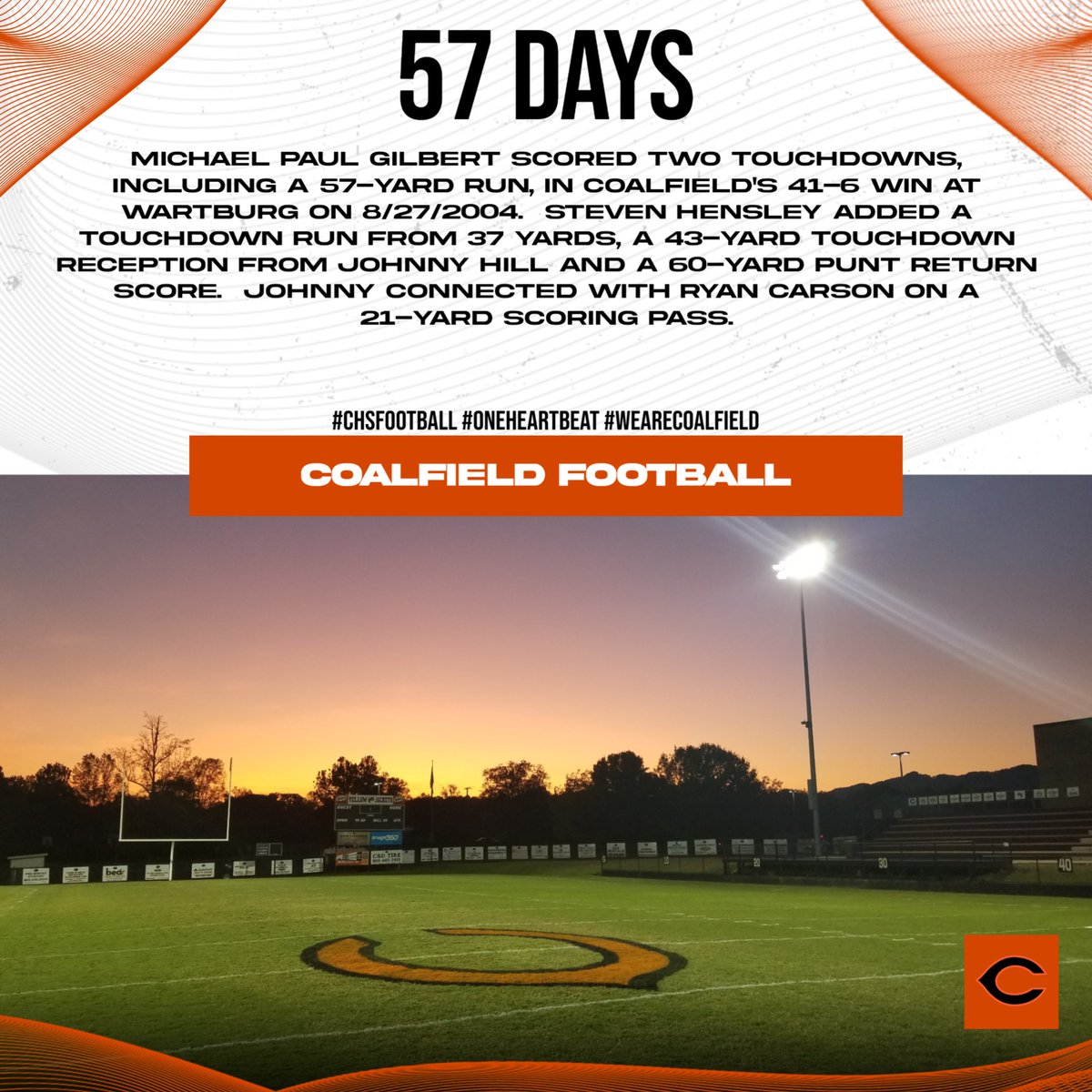 57 days to kickoff!
#CHSFootball #OneHeartbeat #WeAreCoalfield #CHSCountdown