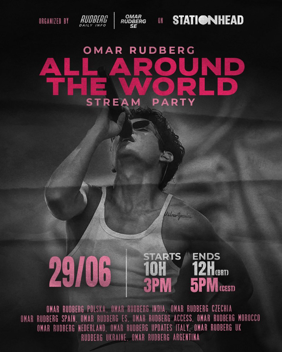 ALL AROUND THE WORLD! 🌎

Another month = Another stream party! We're teaming up with other fan portals for Omar for yet another amazing stream party over on Stationhead. Come join us and listen to some great music, chat and just have a good time. We hope to see you there! 💜🎧