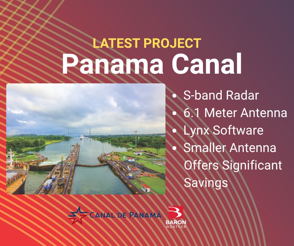 Precision radar technology now supports one of the world’s most vital trade routes. 🚢 

Baron Weather delivered an advanced S-band radar system to the Panama Canal, featuring a compact 6.1-meter antenna that provides high-resolution data, improved reliability, and significant