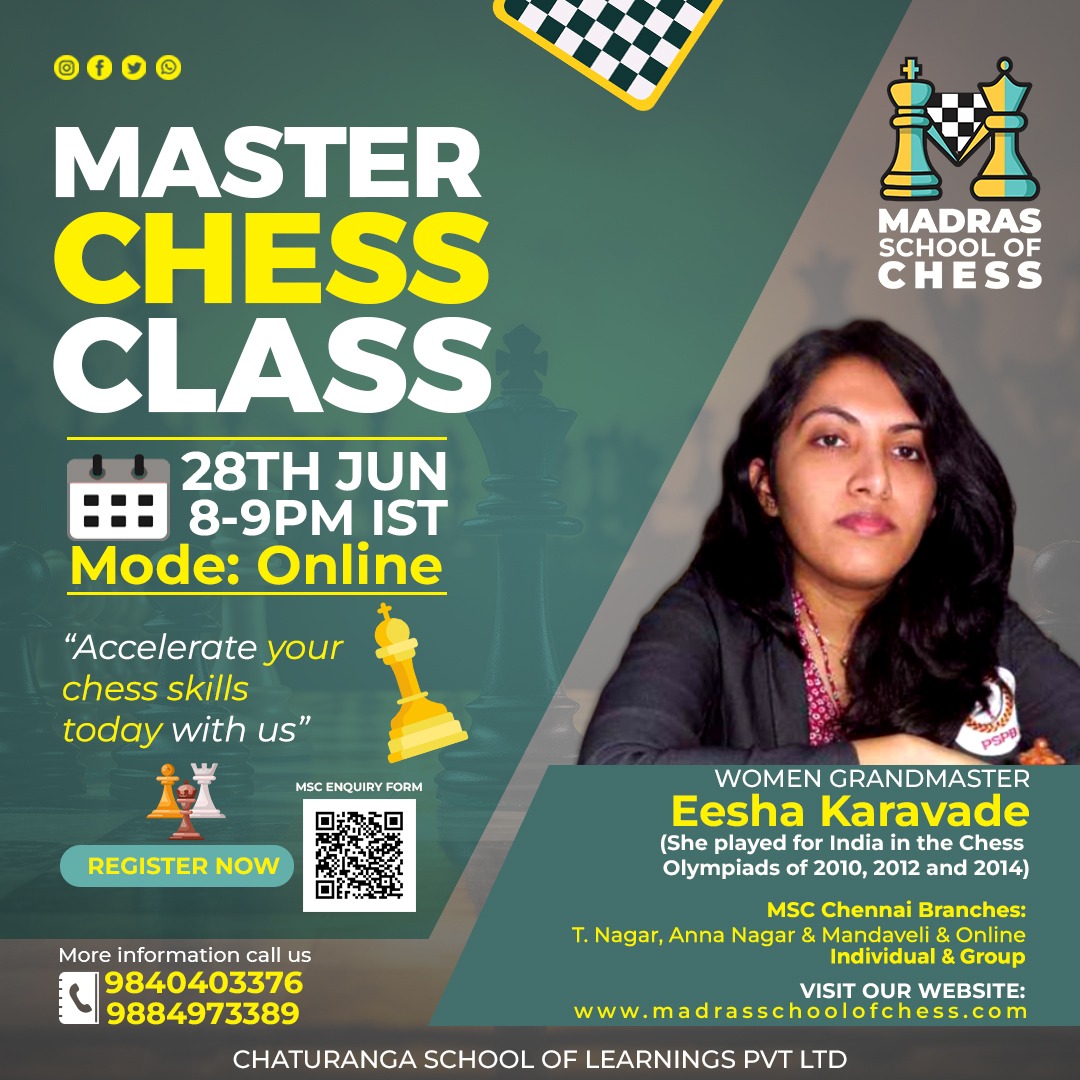 madraschess's tweet image. ๐ฏ ๐๐ง๐ฅ๐๐๐ฌ๐ก ๐ญ๐ก๐ ๐๐ซ๐๐ง๐๐ฆ๐๐ฌ๐ญ๐๐ซ ๐๐ข๐ญ๐ก๐ข๐ง ๐๐จ๐ฎ!โ๏ธ
#ChessWithEesha #MadrasSchoolOfChess #MasterChessClass #Chessgame #onlinechessclass #BestChessAcademychennai #ViralVideo #TrendingNow #FlightCrashUpdate #ViralChessTrend