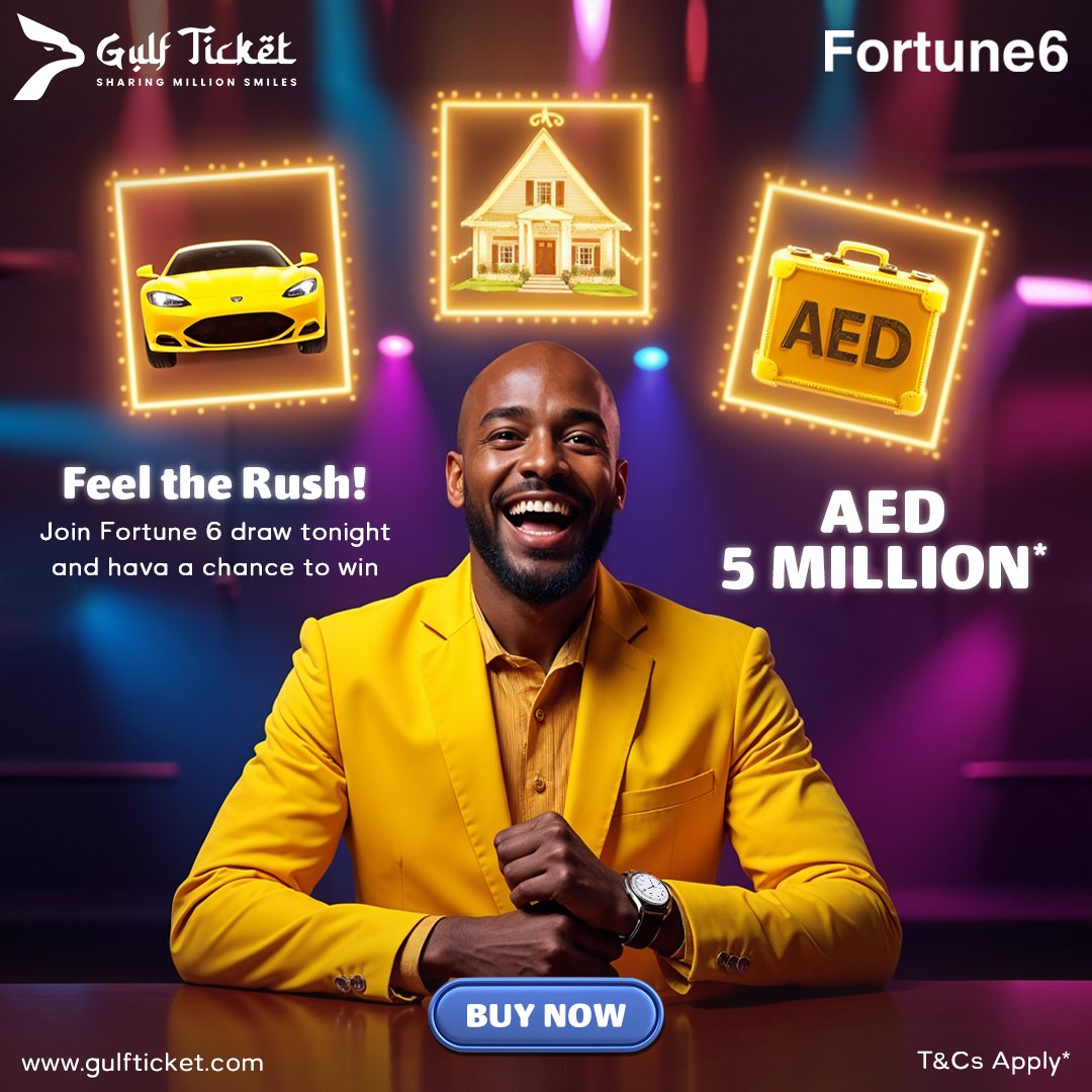 gulfticketindia's tweet photo. Dream big, achieve bigger! Fortune 6 draw tonight could transform your world. Enter now, before it fades!

Join now ➡️ https://t.co/iWlYkpekvw

#gulfticket #sharingmillionsmiles #fortune6 #draw #tonight #raffledraw https://t.co/jqoAtv93LT