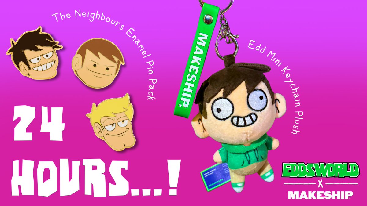 Just 24 hours left until the launch of our Edd keychain and Neighbours pins with <a href="/Makeship/">Makeship</a>! 🚀

⏰ Available from Friday 27th June for 21 days ONLY!