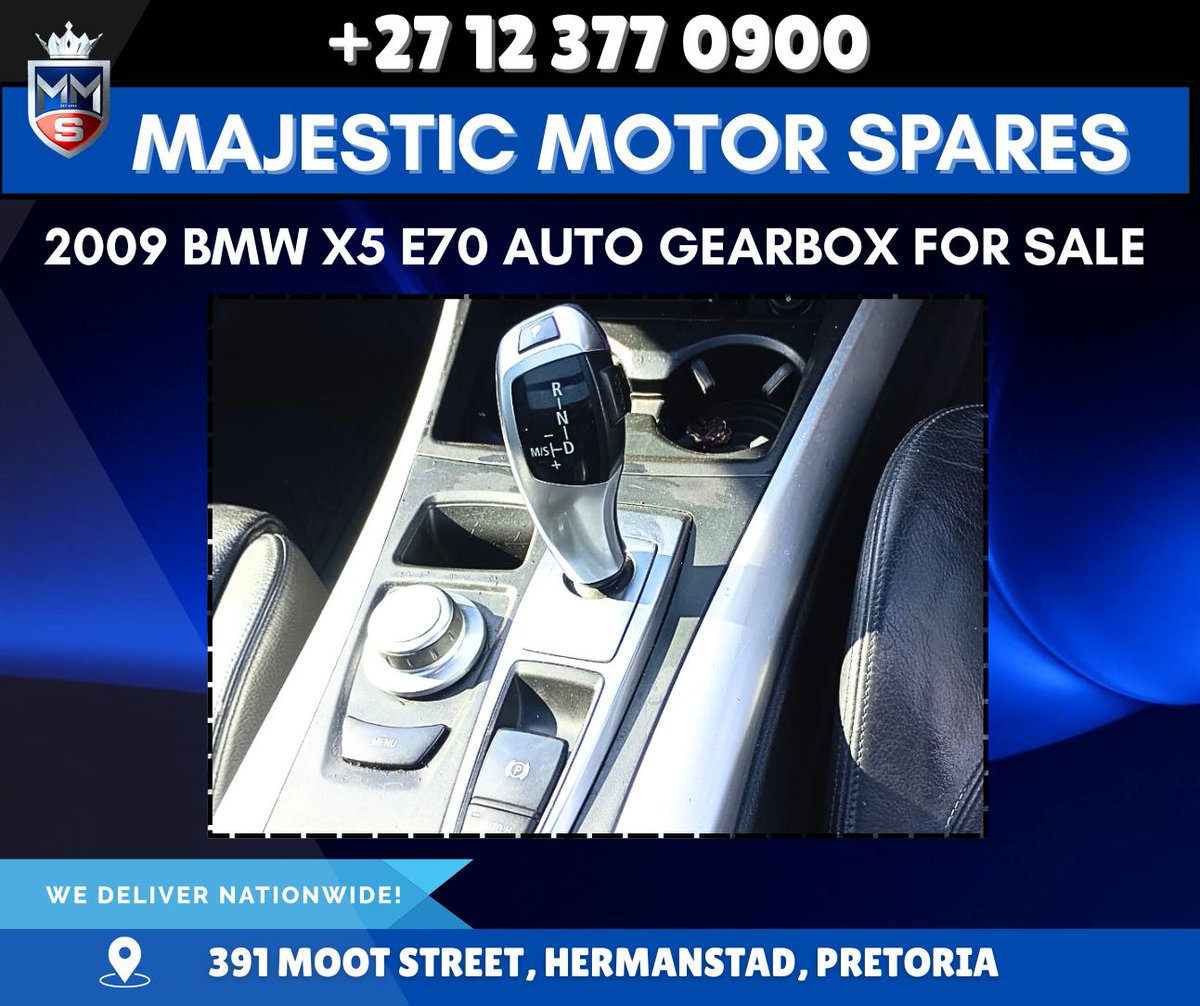 SpareMotor's tweet image. BMW X5 E70 3.0D XDrive Automatic gearbox for Sale - Used
#BMWX5E70 #BMWGearbox #AutomaticGearbox #BMWTransmission #UsedBMWParts #E70Parts #BMWX5Parts #BMWAutoGearbox
 majesticmotorspares.co.za