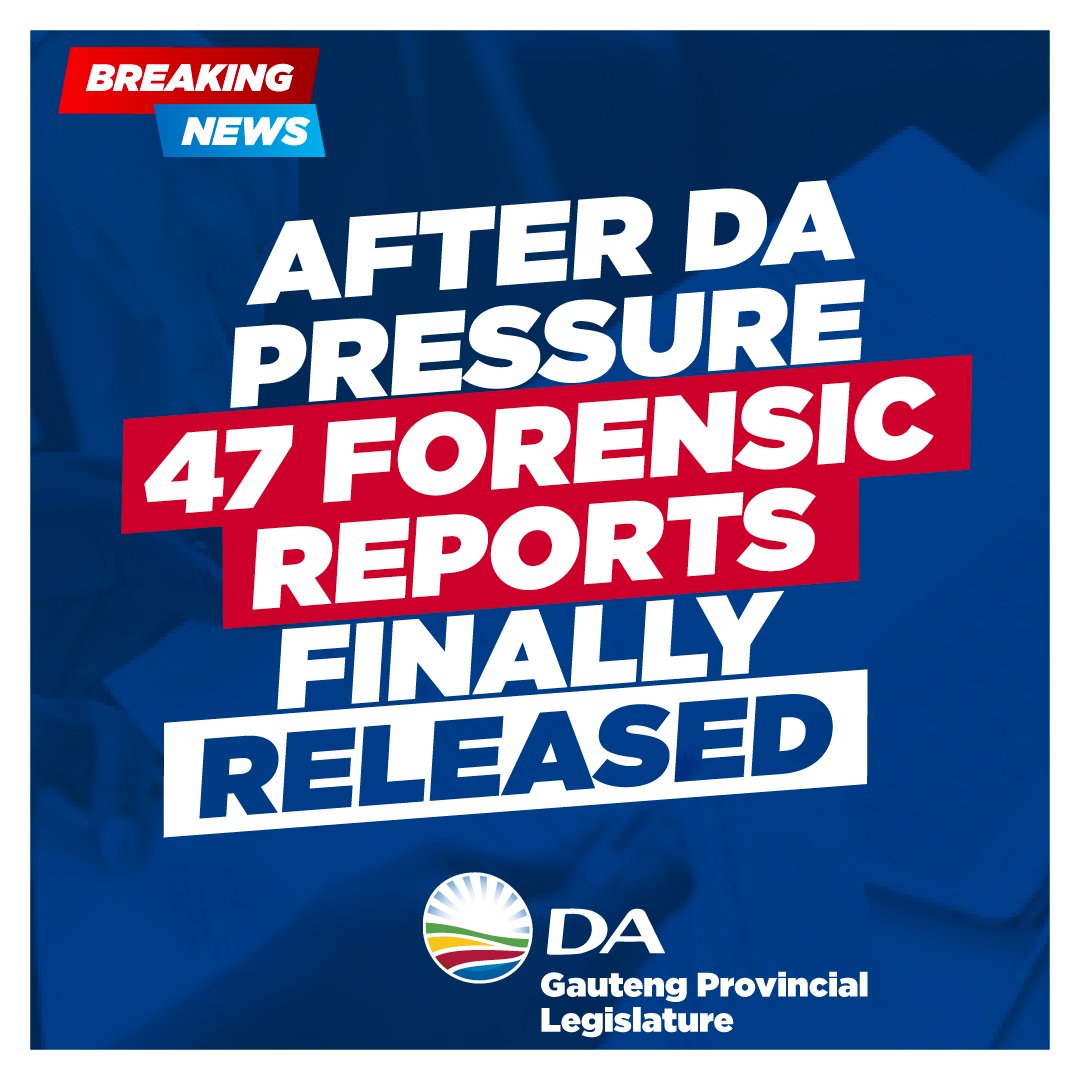 DA_GPL's tweet image. 🚨 DA Pressure Forces Lesufi to Release 47 Forensic Reports of 177
Premier Lesufi has finally buckled under relentless pressure from the DA and agreed to release 47 forensic investigation reports. #ForensicReports  #Corruption @SollyMsimanga
Read more: open.substack.com/pub/dagpl/p/le…