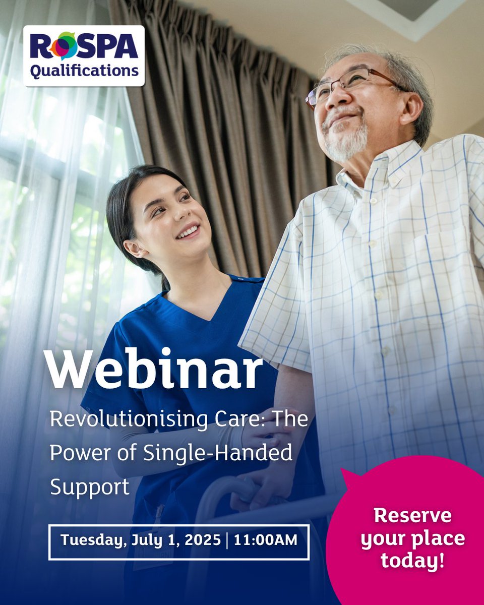RoSPA's tweet image. Proportionate/single-handed care is a transformative approach to delivering more effective, person-centred support that has huge benefits for service users and staff. Don't miss this free Webinar Panel Session with @CareEngland and @A1RiskSolutions events.teams.microsoft.com/event/93fc5614…
#Care