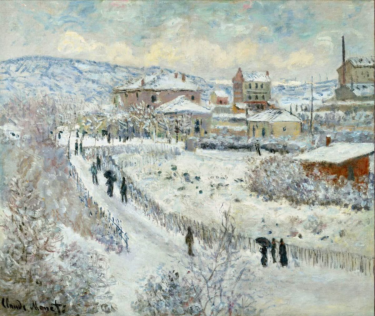 Arteymas_'s tweet image. Claude Monet, Vista de Argenteuil en la nieve, 1875