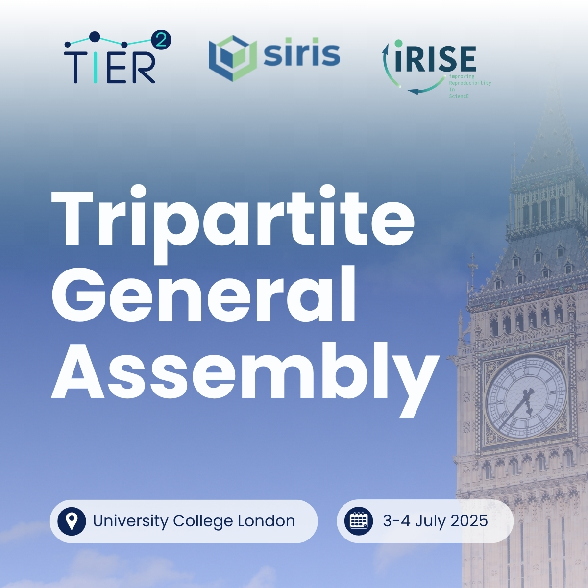 TIER2Project's tweet image. 👉 On 3–4 July, TIER2 will join sister projects @OSIRIS4r and @iRISE_EU for a Tripartite General Assembly. This final joint meeting of three Horizon Europe projects will focus on shaping the future of research integrity, reform, and #reproducibility across Europe. 📆
