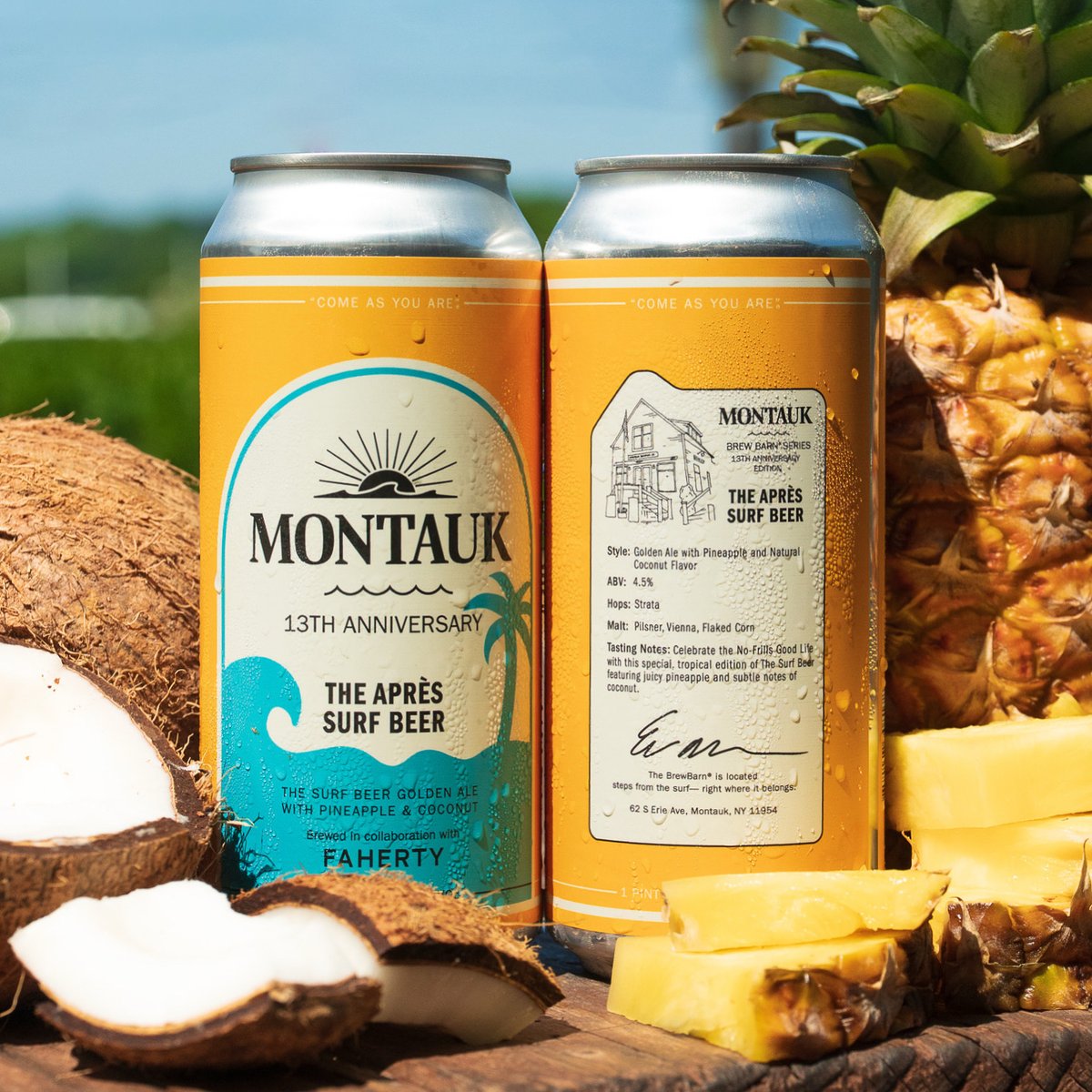 Tilray Brands (@tilray) on Twitter photo Introducing The Apres Surf Beer, a limited Brew Barn Series release with <a href="/montaukbrewco/">Montauk Brewing Co.</a>'s friends at Faherty!
In celebration of their 13th Anniversary, they’ve brewed a special batch of The Surf Beer, featuring tropical additions of pineapple and coconut. The perfect brew to cap Introducing The Apres Surf Beer, a limited Brew Barn Series release with <a href="/montaukbrewco/">Montauk Brewing Co.</a>'s friends at Faherty!
In celebration of their 13th Anniversary, they’ve brewed a special batch of The Surf Beer, featuring tropical additions of pineapple and coconut. The perfect brew to cap