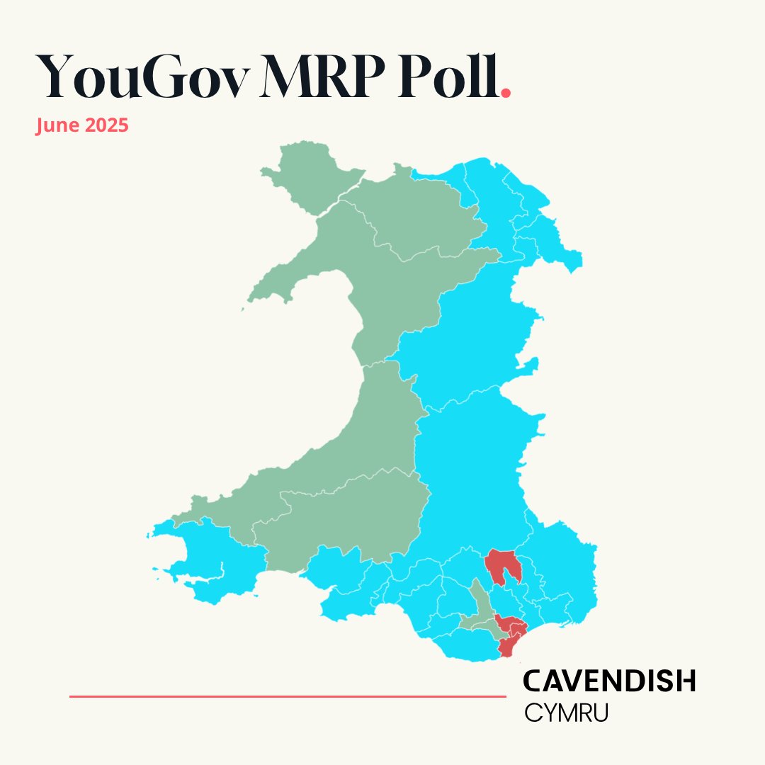 🏴󠁧󠁢󠁷󠁬󠁳󠁿 We've mapped the latest UK General Election <a href="/YouGov/">YouGov</a> MRP poll results for Wales 👇