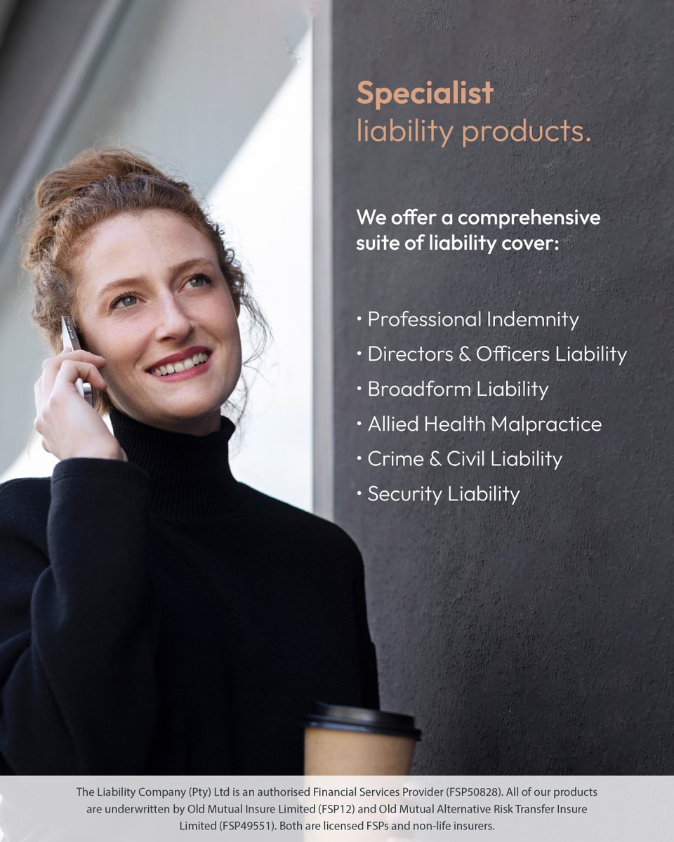 theliabilityco's tweet image. Who is The Liability Company? 💡
We’re a boutique, specialist underwriting management agency that partners exclusively with licensed insurance brokers to offer tailored liability solutions.
#Insurance #SouthAfrica