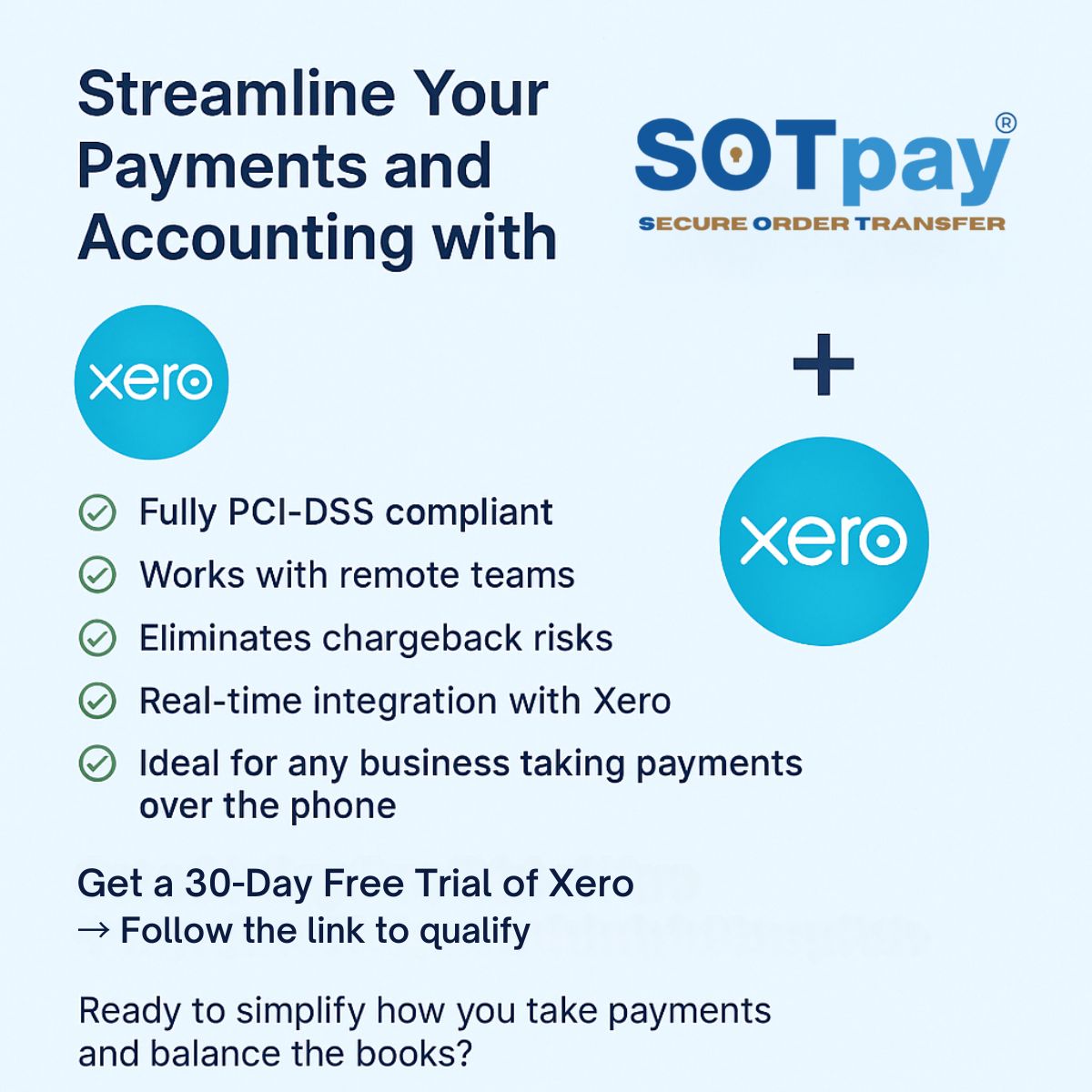 If you're interested in exploring partnership opportunities, we’d love to hear from you.
Call us on +44 (0) 1709 911 661

Learn more:  xero5440.partnerlinks.io/n66meqz7stie

#Partnership #Fintech #GlobalBusiness #SOTpay #Payments #BusinessDevelopment #LetsPartner