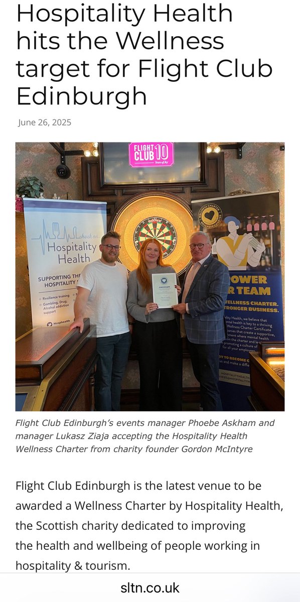 Hospitalityhealth (@hosphealth) on Twitter photo Congratulations to <a href="/flightclubdarts/">Flight Club Darts</a> Edinburgh on gaining the <a href="/hosphealth/">Hospitalityhealth</a> Wellness charter. sltn.co.uk/2025/06/26/hos… Congratulations to <a href="/flightclubdarts/">Flight Club Darts</a> Edinburgh on gaining the <a href="/hosphealth/">Hospitalityhealth</a> Wellness charter. sltn.co.uk/2025/06/26/hos…