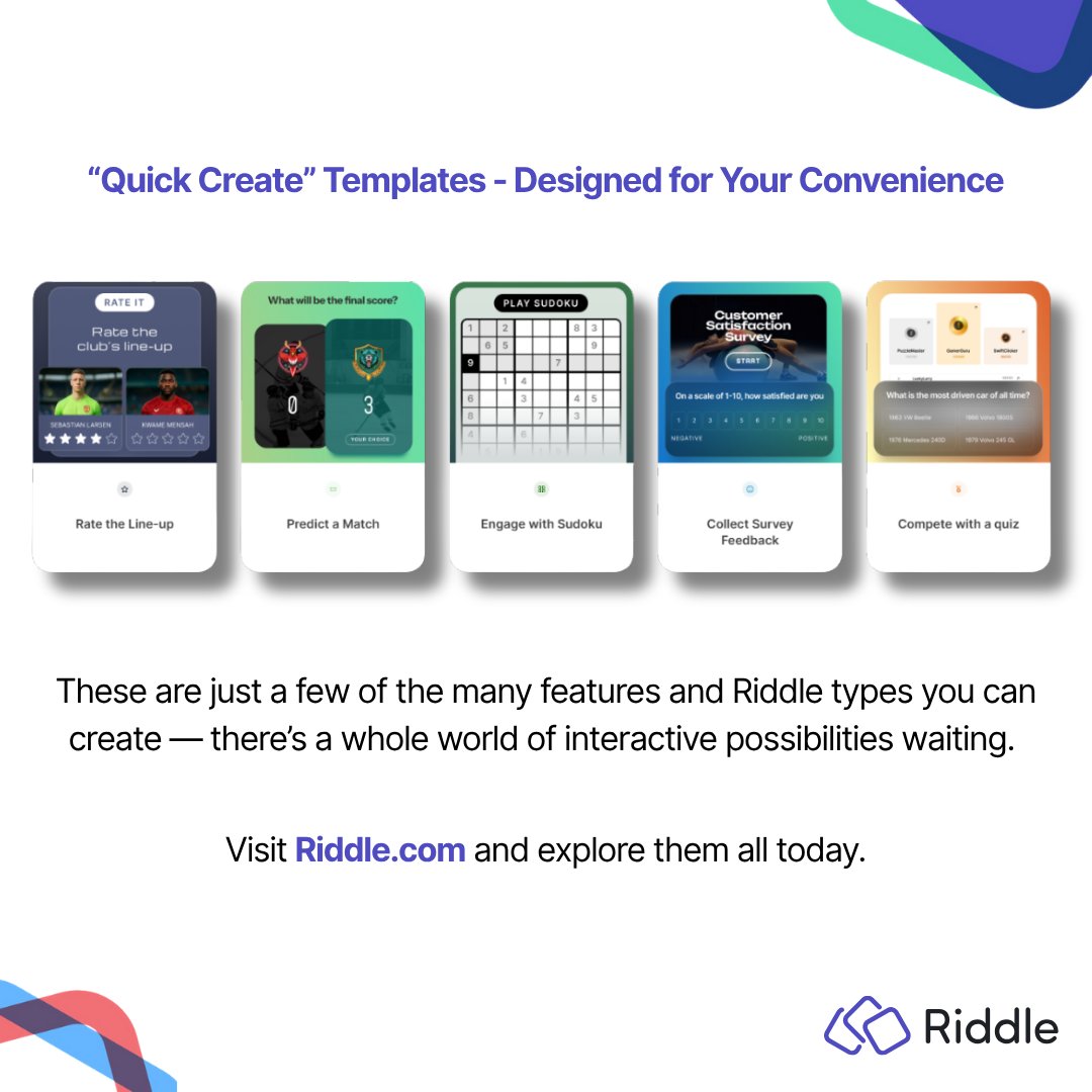 Your audience wants to interact. Riddle lets you meet them there — with branded quizzes, polls &amp; more.  

✨ Agile. Creative. Data-rich.
🔗 riddle.com 

#MarketingTools #LeadGen #BrandEngagement