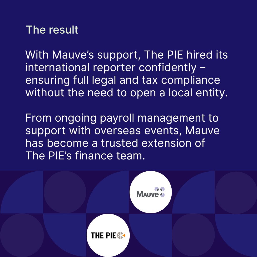 Mauve Group (@mauvegroup) on Twitter photo SUCCESS STORY | <a href="/ThePIENews/">The PIE News</a>, a leading voice in international higher ed, expanded operations into India by partnering with Mauve for Employer of Record services – enabling them to compliantly employ a journalist.
The result? Swipe through and read more: bit.ly/441EhyZ SUCCESS STORY | <a href="/ThePIENews/">The PIE News</a>, a leading voice in international higher ed, expanded operations into India by partnering with Mauve for Employer of Record services – enabling them to compliantly employ a journalist.
The result? Swipe through and read more: bit.ly/441EhyZ