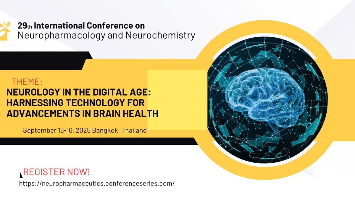 AliceC50233's tweet photo. Explore the future of brain science at the 29th International Conference on Neuropharmacology and Neurochemistry, happening September 15–16, 2025 in vibrant Bangkok, Thailand.
#BangkokConference #Neuropharmacology #NeuroConference #BrainScience2025 #NeuroTech #MedicalResearch https://t.co/khW5jP2gO0