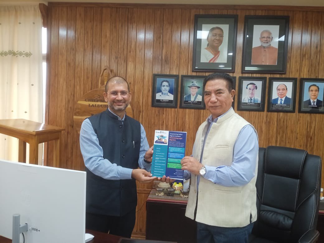 Protector General of Emigrants (@protectorgengoi) on Twitter photo JS (OE) & PGE Sh. S. Bhagat paid a courtesy call on Sh. Pu Lalduhoma, Hon’ble Chief Minister of Mizoram & received his guidance on strengthening the emigration framework in the State of Mizoram.<a href="/SecretaryCPVOIA/">Arun Kumar Chatterjee</a> <a href="/DrSJaishankar/">Dr. S. Jaishankar</a> <a href="/KVSinghMPGonda/">Kirti Vardhan Singh</a> <a href="/MEAIndia/">Randhir Jaiswal</a> <a href="/CMOMizoram/">CM Office Mizoram</a> <a href="/Lal_Duhoma/">Lalduhoma</a> JS (OE) & PGE Sh. S. Bhagat paid a courtesy call on Sh. Pu Lalduhoma, Hon’ble Chief Minister of Mizoram & received his guidance on strengthening the emigration framework in the State of Mizoram.<a href="/SecretaryCPVOIA/">Arun Kumar Chatterjee</a> <a href="/DrSJaishankar/">Dr. S. Jaishankar</a> <a href="/KVSinghMPGonda/">Kirti Vardhan Singh</a> <a href="/MEAIndia/">Randhir Jaiswal</a> <a href="/CMOMizoram/">CM Office Mizoram</a> <a href="/Lal_Duhoma/">Lalduhoma</a>