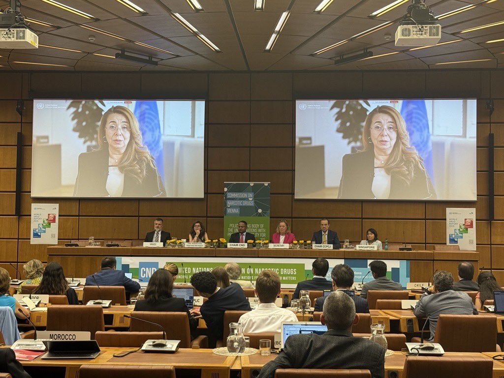 UN Commission on Narcotic Drugs (@cnd_tweets) on Twitter photo 🔹 We’re live! The #CND Special Event for #WorldDrugDay2025 opens now, moderated by 🇮🇳 H.E. Amb. <a href="/shambhukumaran/">Shambhu S. Kumaran</a> Chair of the 68th session.
🎥 <a href="/GhadaFathiWaly/">Ghada Fathi Waly</a> welcomes participants with a message on shared responsibility and investing in prevention.
🔗 webtv.un.org/en/asset/k1x/k… 🔹 We’re live! The #CND Special Event for #WorldDrugDay2025 opens now, moderated by 🇮🇳 H.E. Amb. <a href="/shambhukumaran/">Shambhu S. Kumaran</a> Chair of the 68th session.
🎥 <a href="/GhadaFathiWaly/">Ghada Fathi Waly</a> welcomes participants with a message on shared responsibility and investing in prevention.
🔗 webtv.un.org/en/asset/k1x/k…