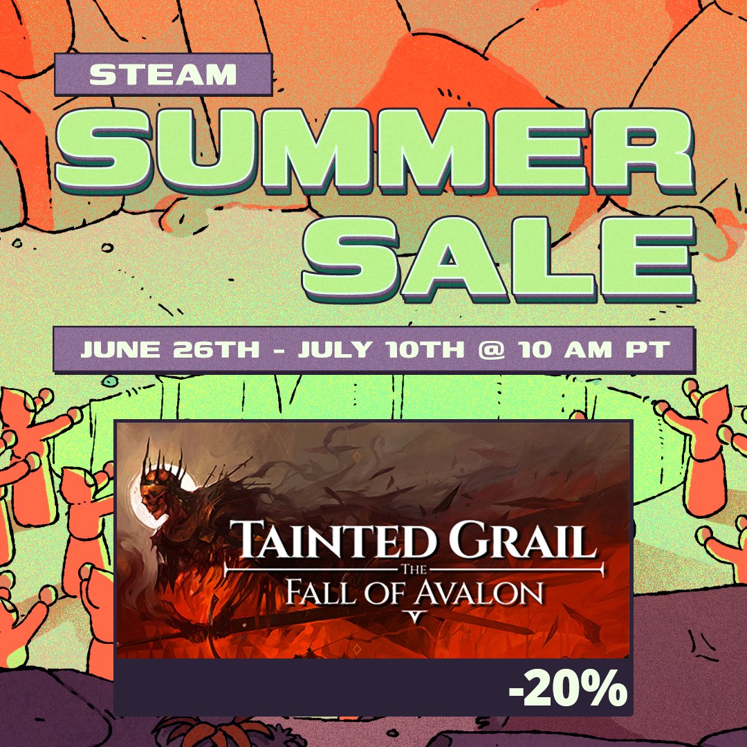 TaintedGrail_AR's tweet image. Dive into the dark and mysterious world of Tainted Grail: The Fall of Avalon—now 20% off during the Steam Summer Sale! Forge your path, uncover ancient secrets, and survive the creeping Wyrdness. ⚔️
Grab it now: bit.ly/FallofAvalon
#taintedgrail #rpg #discount…