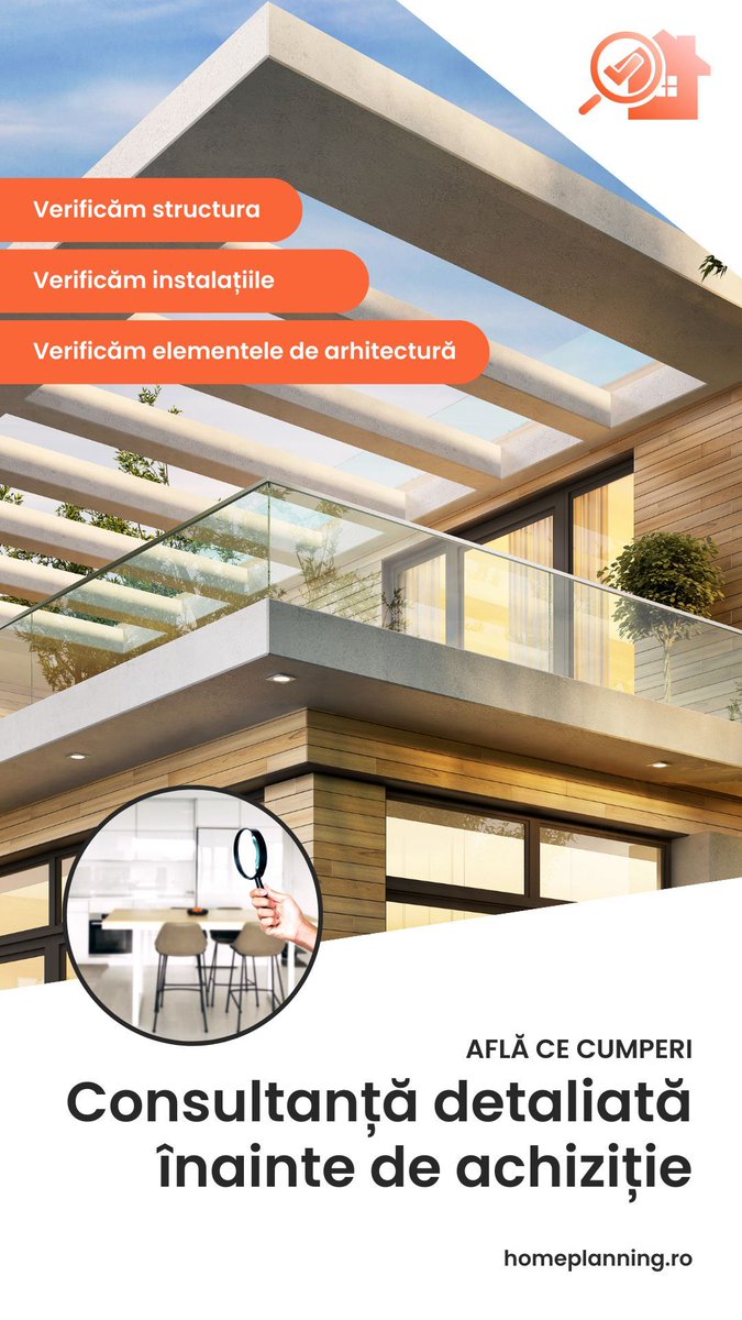 🔍 Inspecție tehnică imobiliară realizată de specialiști. Verificăm starea reală a locuinței tale – instalații, structură, infiltrații, fisuri. Primești un raport complet, rapid și ușor de înțeles. Ideal pentru cumpărători, vânzători sau renovări. Programează acum!