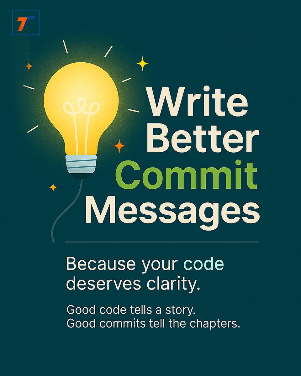 TechnanosoftTec's tweet image. “Your commit messages tell a story. Let’s make them great.” #GitGood #DevLife #CodeNewbie #CleanCode #SoftwareEngineering #DevTips #TechTwitter #CodeQuality #OpenSource #ProgrammingTips