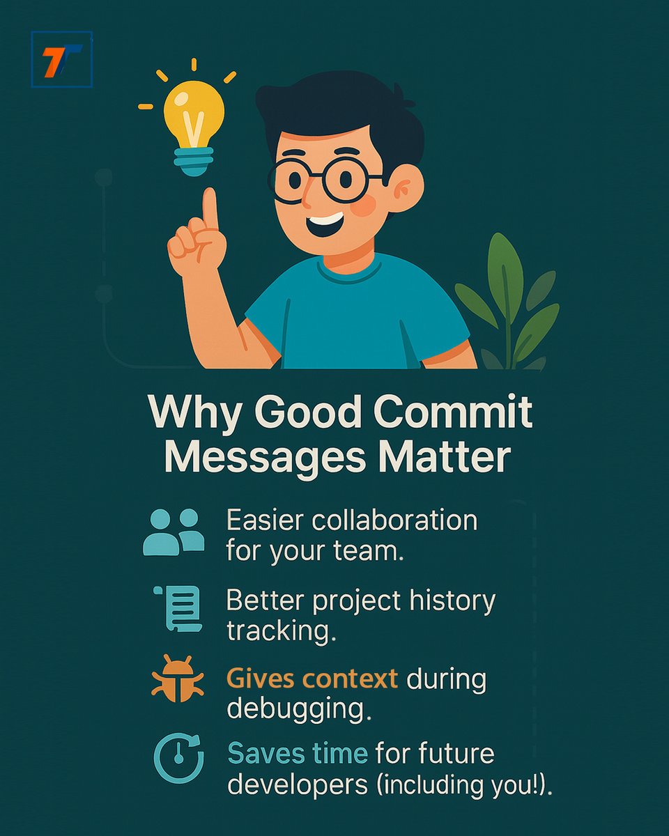TechnanosoftTec's tweet image. “Your commit messages tell a story. Let’s make them great.” #GitGood #DevLife #CodeNewbie #CleanCode #SoftwareEngineering #DevTips #TechTwitter #CodeQuality #OpenSource #ProgrammingTips