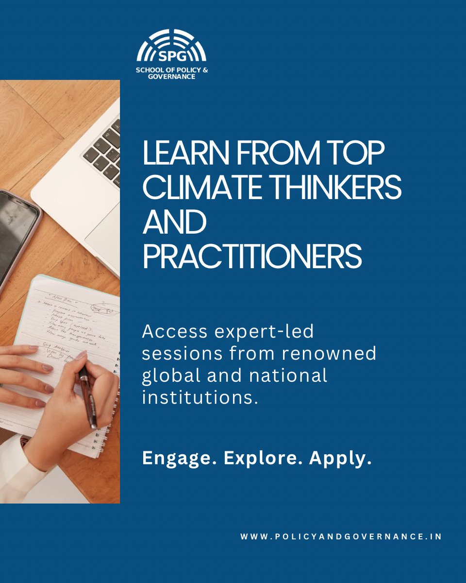 Access sessions led by Experts from global and national institutions. Engage with real-world thinkers and doers shaping the future of our planet.

🚀 Applications now open!

🔗 policyandgovernance.in

#ClimateChangeEducation #NetZeroGoals #GlobalExperts #SPGIndia