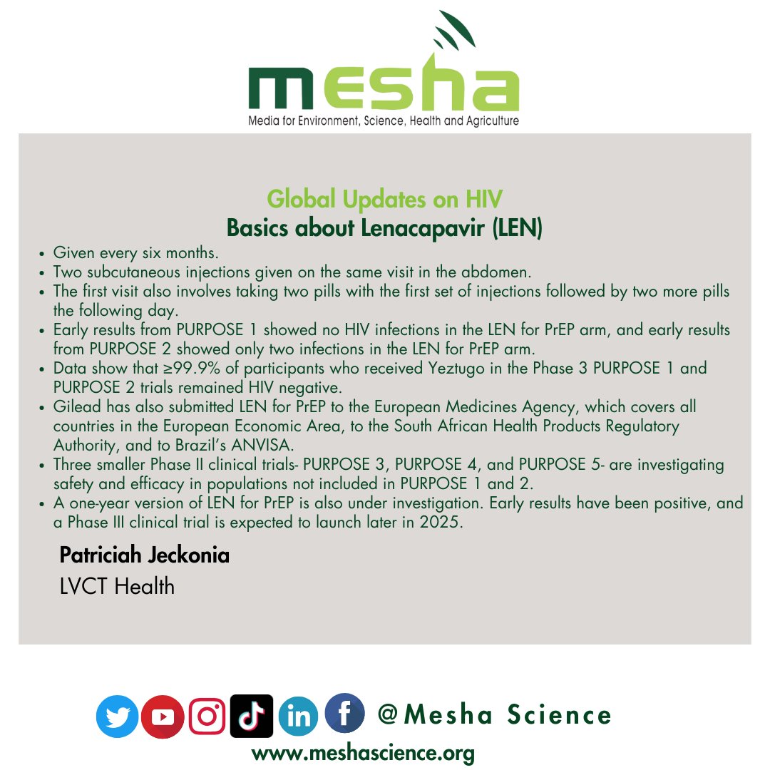 U.S. <a href="/FDA/">FDA</a> has approved Yeztugo® (lenacapavir) as pre- exposure prophylaxis (PrEP) to reduce the risk of sexually acquired HIV in adults &amp; adolescents weighing at least 35kg making it the 1st &amp; only twice-yr option available in the US for people who need or want PrEP.