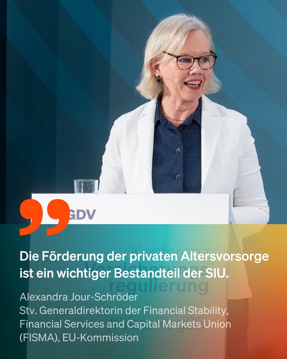Die neue EU-Kommission setzt mit der Savings and Investments Union (SIU) auf mehr Wettbewerbsfähigkeit und Wachstum. Bei der #VersReg25 betont Alexandra Jour-Schroeder (<a href="/EU_Finance/">EU Finance 🇪🇺</a>), dass die Versicherungsbranche dabei eine zentrale Rolle spielt.