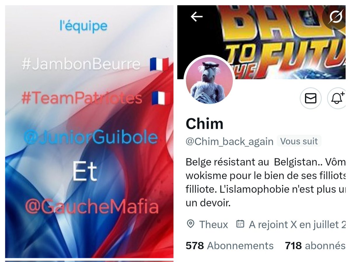 INFO🚨 Merci de partager !🚨
Mes amis abonnés😉
Ainsi que l'équipe #JambonBeurre #TeamPatriotes  🇨🇵 
Notre ami <a href="/Chim_back_again/">Chim</a>   👍
Aurait besoin d'un petit coup de pouce pour grossir sa TL!🥳
Et ainsi lui donner plus de visibilité ! Merci de vous abonner à lui !🙏
Et n'oubliez
