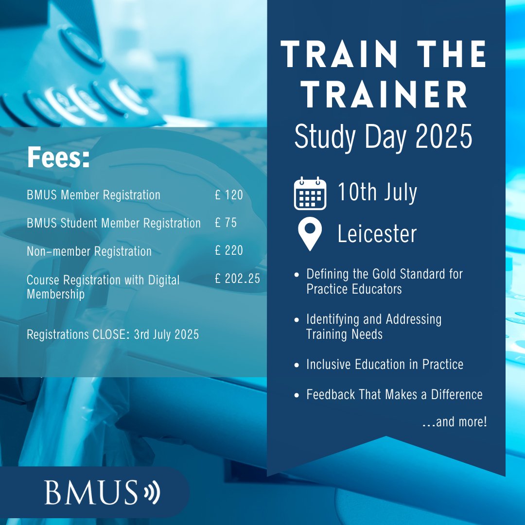 BMUS_Ultrasound's tweet image. The programme for our Train the Trainer Study Day - aimed at practice educators, is filling up fast; you can register here: ow.ly/UMw150VfrYF

#PracticeEducators #Ultrasound #BMUS #Training #Sonography #Radiography #MedicalImaging #UltrasoundEducation #UltrasoundEducators