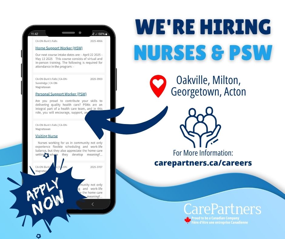 CarePartnersCA's tweet image. Are you a #Nurse or #PSW looking to make a difference in your community? CarePartners is now hiring and we'd love to meet you!
Learn more: carepartners.ca/careers
#NowHiring #Nurses #PersonalSupportWorkers #OntarioJobs