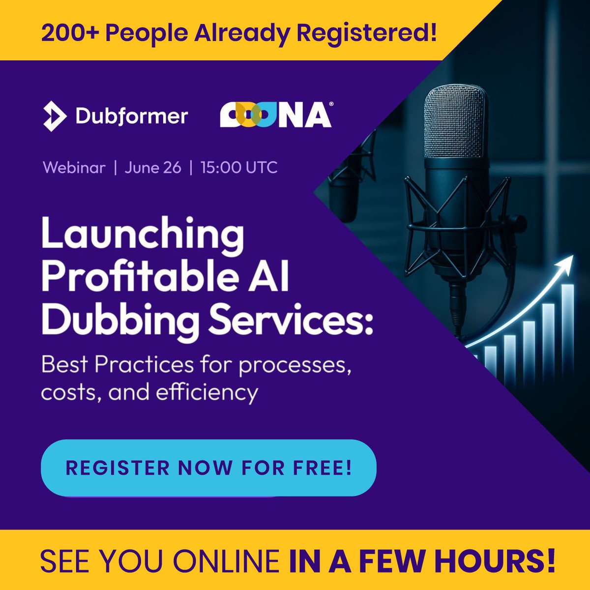 OOONA (@ooona13) on Twitter photo 200 people already registered for todayβs webinar on how to launch a profitable AI dubbing business with <a href="/Dubformer/">Dubformer</a>.
 
Last-minute registrations here: go.ooona.net/40jNKiH
See you online in a few hours!
#OOONAedu #AIdubbing #webinar 200 people already registered for todayβs webinar on how to launch a profitable AI dubbing business with <a href="/Dubformer/">Dubformer</a>.
 
Last-minute registrations here: go.ooona.net/40jNKiH
See you online in a few hours!
#OOONAedu #AIdubbing #webinar