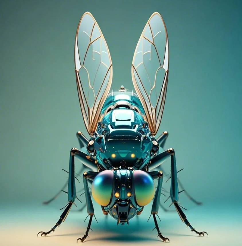 1218_AMam's tweet photo. PROMP:
A transparent mechanical bee, composed of intricate structures, representing future technology, set against a solid color background for simplicity, created using 3D modeling, rendered with C4D and Octane, at 8K resolution. https://t.co/o5X1WiP9cM